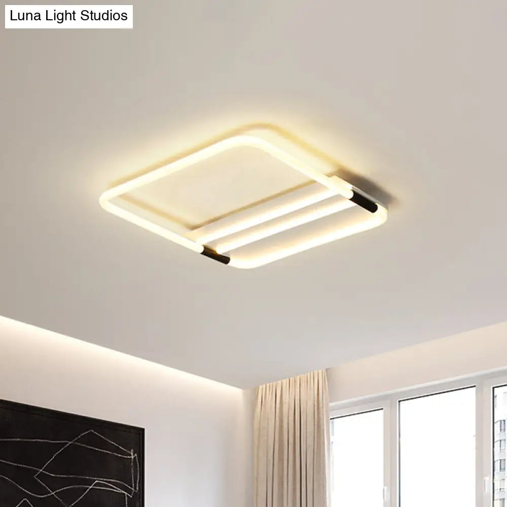Led Ceiling Flush Light In White With Acrylic Shade - Rectangle/Round/Square Warm/White
