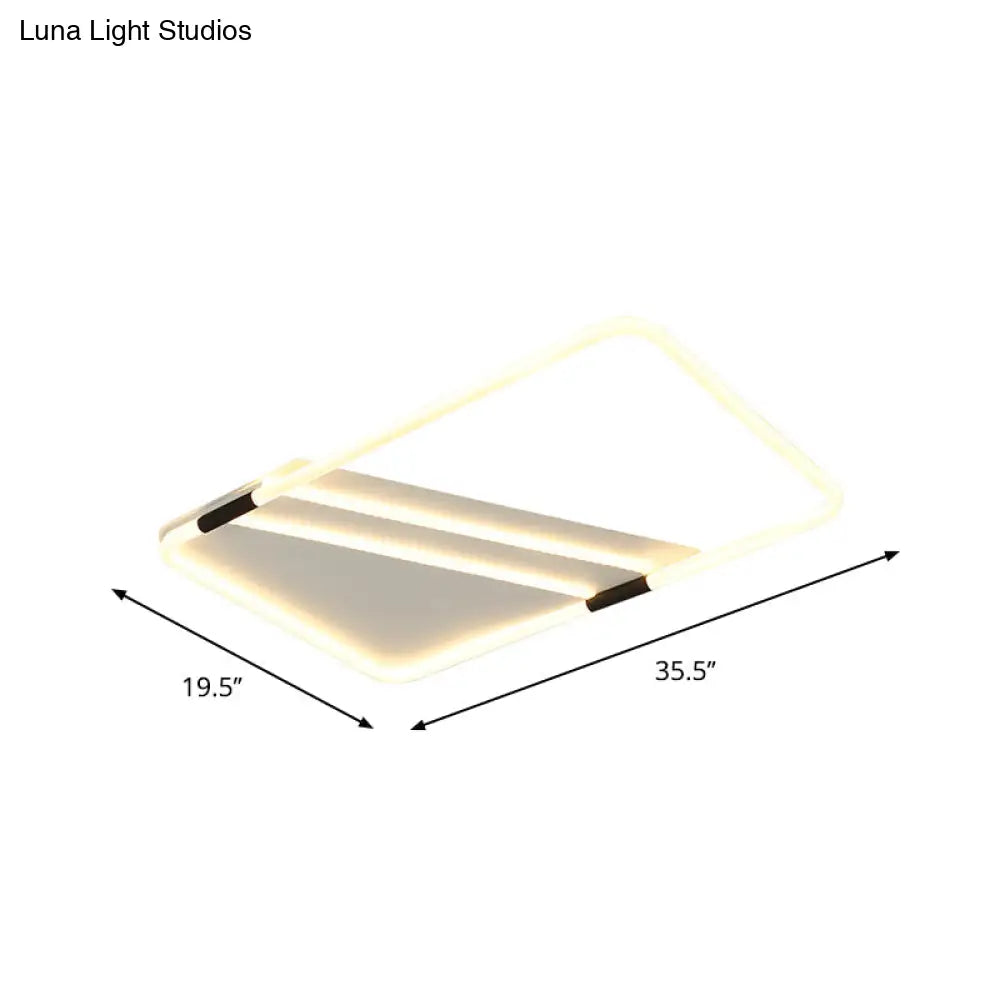 Led Ceiling Flush Light In White With Acrylic Shade - Rectangle/Round/Square Warm/White