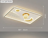 Led Ceiling Lamp Glass Living Room Dining Bedroom Modern Simple Black / Rectangle-S Tri-Color Light