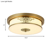 Led Ceiling Light With Brass Finish - Traditional Metallic Round Flushmount In Multiple Sizes