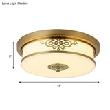 Led Ceiling Light With Brass Finish - Traditional Metallic Round Flushmount In Multiple Sizes