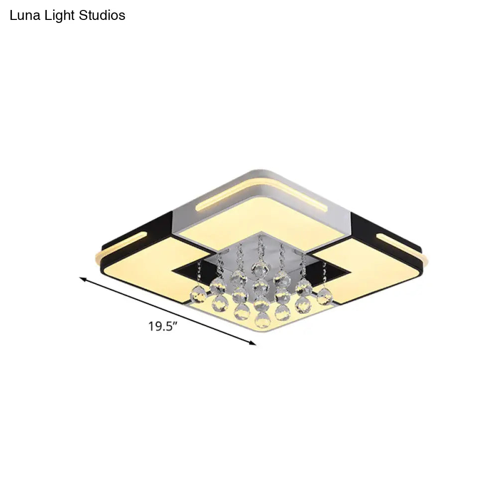 Led Ceiling Light With Crystal Ball Accent And Stepless Dimming Available In 3 Sizes White/3 Color