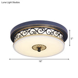 Led Ceiling Light With Frosted Drum Shade In White/Warm Classic White Flush Mount For Living Room