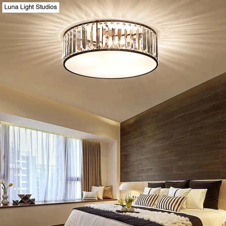 Led Ceiling Lights With K9 Crystal Modern Round Lamp Hardware Bedroom Luminaire Black Dining