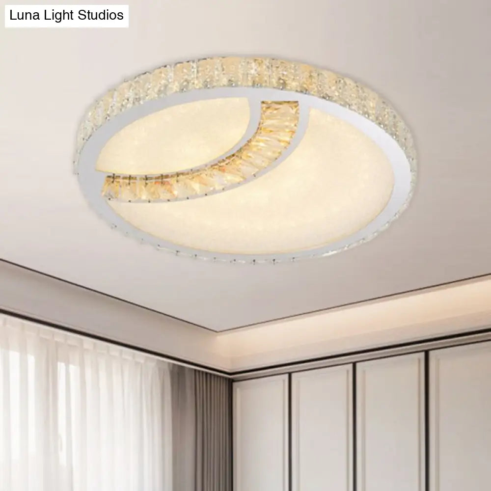 Led Ceiling Mounted Restaurant Light In Chrome - Contemporary Square/Round Design With Beveled