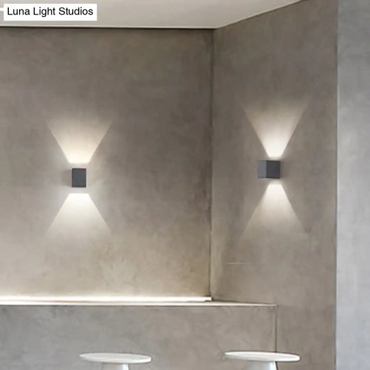 Led Cement Wall Sconce - Simple Rectangle Shape For Corridors