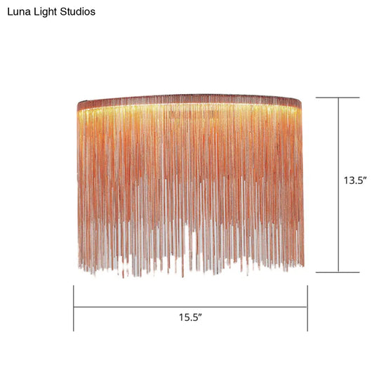 Led Chain Fringe Chandelier - Minimalistic Metal Pendant Light For Living Room
