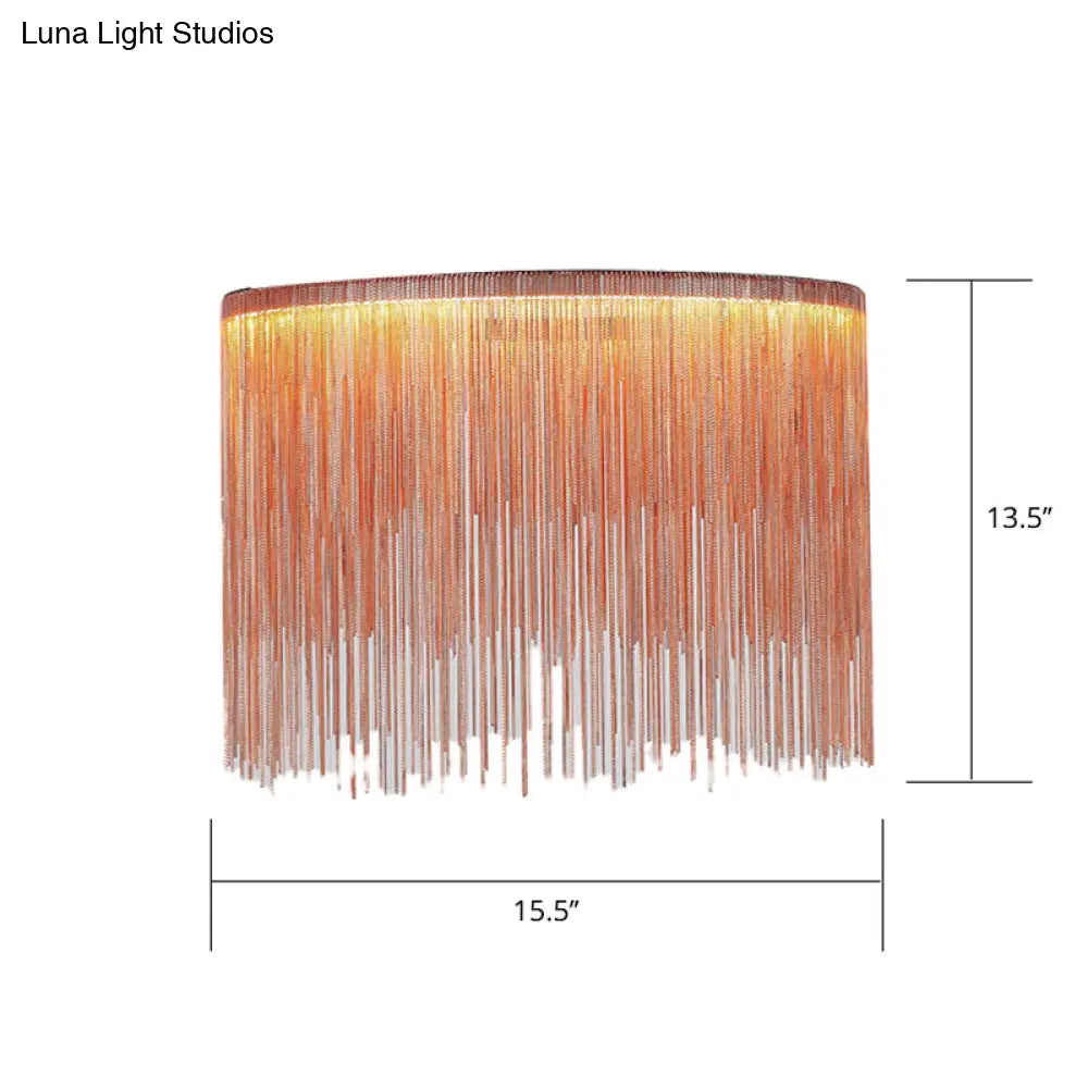 Led Chain Fringe Chandelier - Modern Metal Pendant Light For Living Room