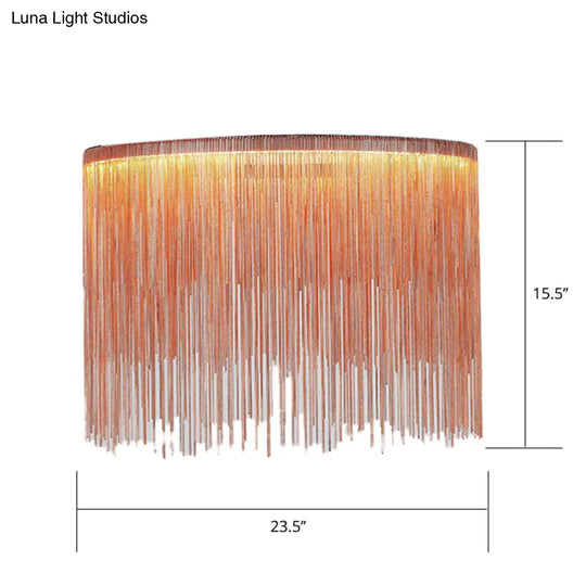 Led Chain Fringe Chandelier - Modern Metal Pendant Light For Living Room