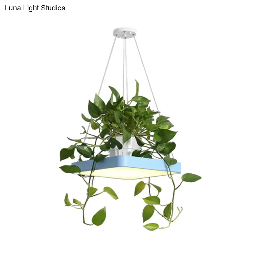 Led Chandelier Light Fixture With Acrylic Shade - Antiqued Style For Dining Room Black/White/Blue