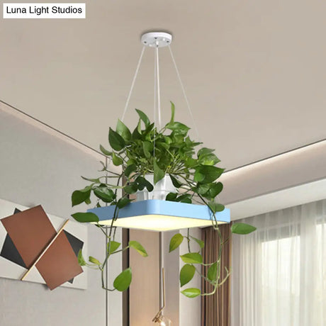 Led Chandelier Light Fixture With Acrylic Shade - Antiqued Style For Dining Room Black/White/Blue