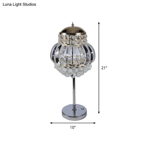 Led Chrome Crystal Globe Table Lamp With Dimmer - Modern Style Clear/Champagne
