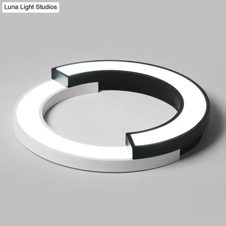 Led Circle Flush Light Nordic Metal Ceiling Fixture For Bedroom - Black & White