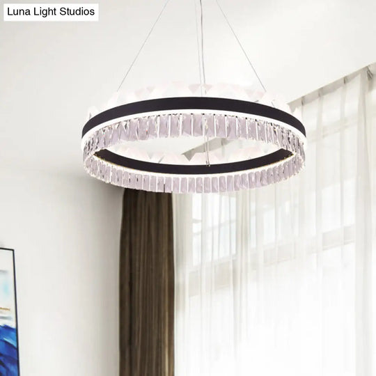 Led Circle Living Room Chandelier Pendant Light Fixture In Gold/Black