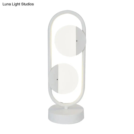 Led Circular Book Light: Contemporary Night Table Lamp White/Black Warm/White Light