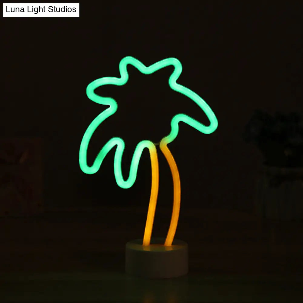 Led Coconut Tree Table Lamp With Simplistic White Night Lighting For Kids Room