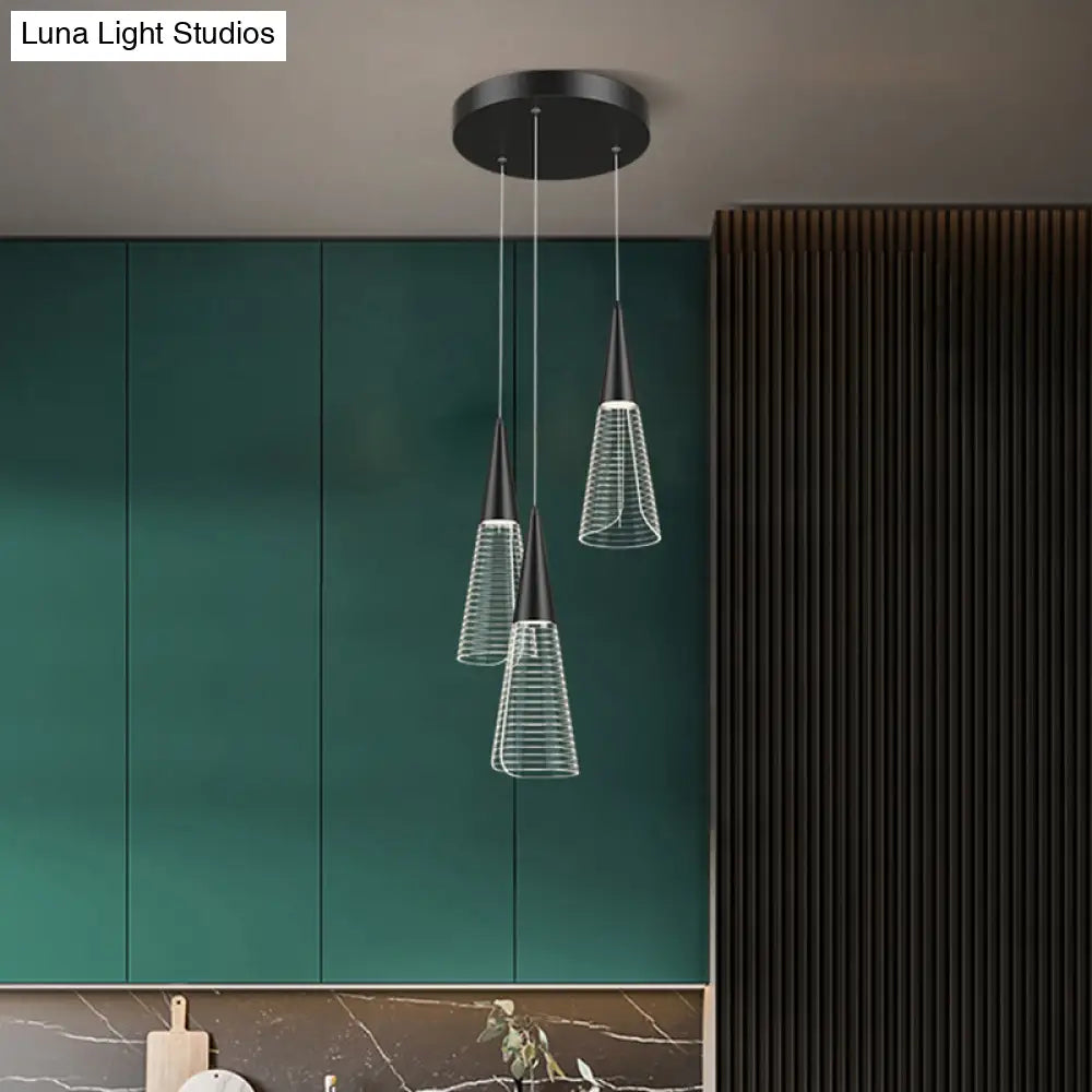 Led Cone Multi Pendant Ceiling Light - Modern Novelty Suspension For Dining Room