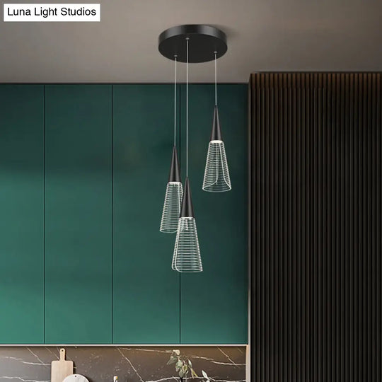 Led Cone Multi Pendant Ceiling Light - Modern Novelty Suspension For Dining Room