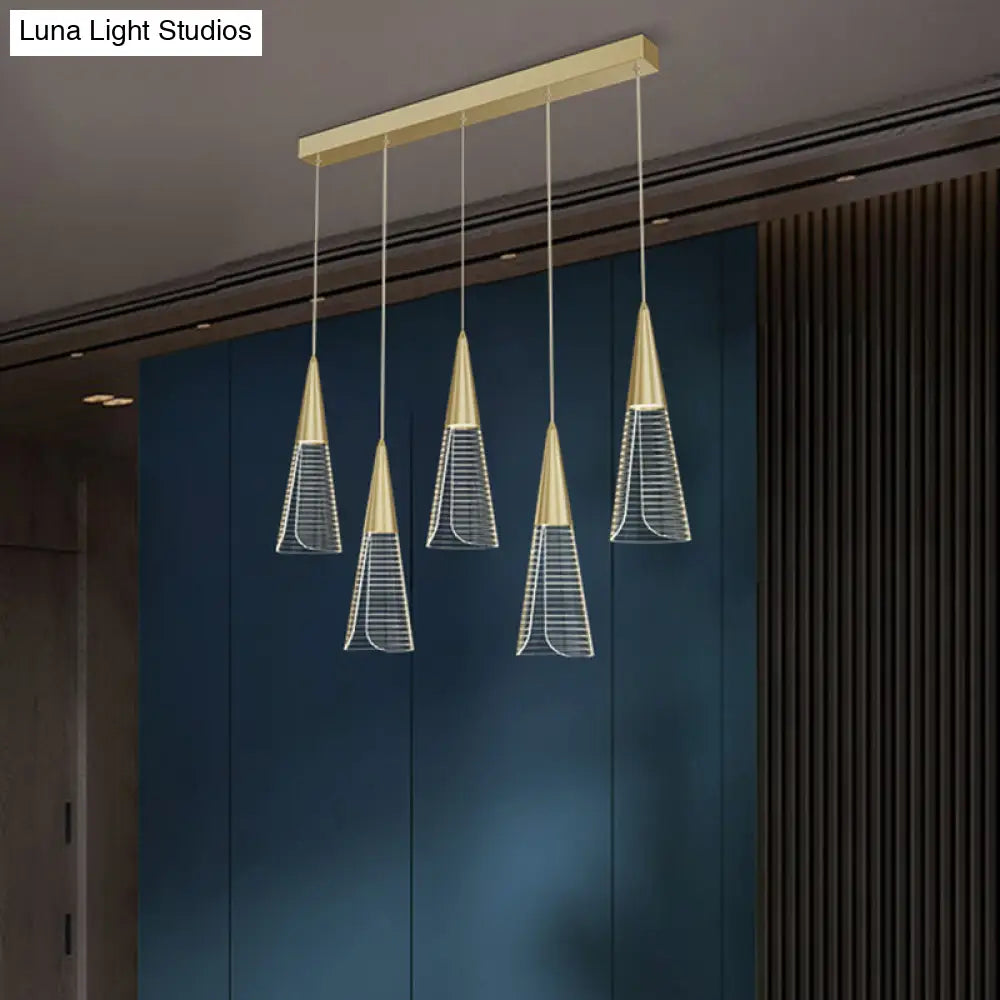 Led Cone Multi Pendant Ceiling Light - Modern Novelty Suspension For Dining Room