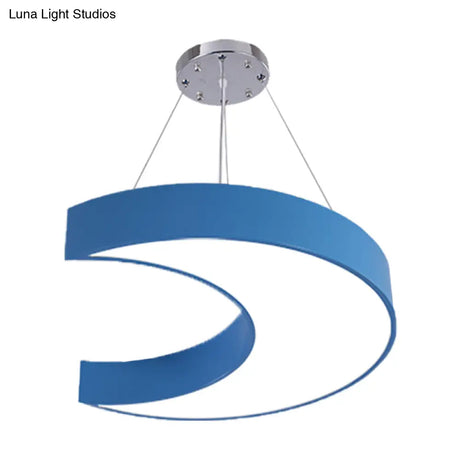 Led Corridor Ceiling Chandelier In Creative Yellow/Blue With Crescent Acrylic Shade