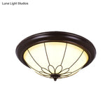 Led Corridor Ceiling Flush Light Fixture - Classic Brown Bowl Frosted Glass Shade In Warm/White