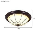 Led Corridor Ceiling Flush Light Fixture - Classic Brown Bowl Frosted Glass Shade In Warm/White