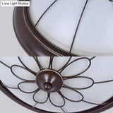 Led Corridor Ceiling Flush Light Fixture - Classic Brown Bowl Frosted Glass Shade In Warm/White