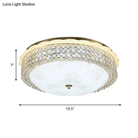 Led Crystal Bead Flushmount Lamp For Foyer - Modernist Circle Design 16’/19.5’ Wide