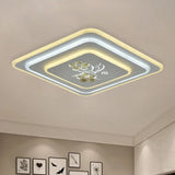 Led Crystal Ceiling Lamp Modern Flush Mount Lighting In White - Round/Square Design / Square Plate