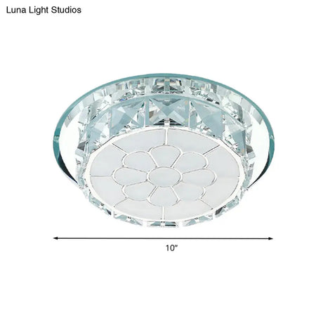 Led Crystal Ceiling Light - Elegant Chrome Floral Design In 3 Options Ideal For Corridors Recessed