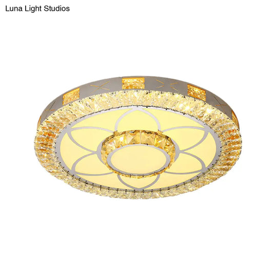 Led Crystal Ceiling Light Flush-Mount Fixture - Modern Chrome With Clear Inlaid Diamond/Flower/Star