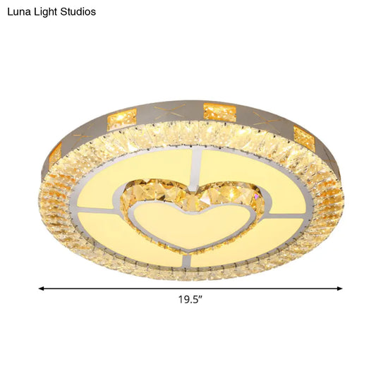 Led Crystal Ceiling Light Flush-Mount Fixture - Modern Chrome With Clear Inlaid Diamond/Flower/Star
