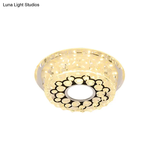 Led Crystal Ceiling Light With Bubble Pattern - Modern Flush Mount Fixture
