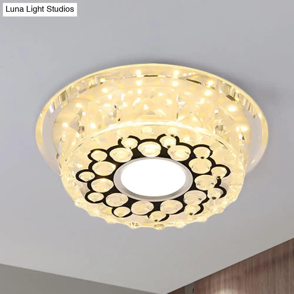 Led Crystal Ceiling Light With Bubble Pattern - Modern Flush Mount Fixture Clear / Round