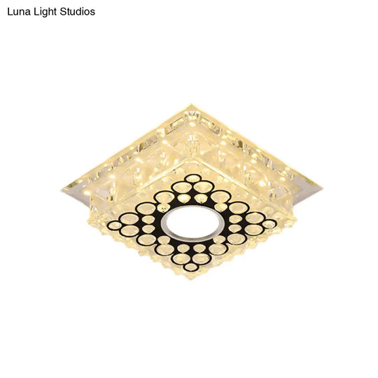 Led Crystal Ceiling Light With Bubble Pattern - Modern Flush Mount Fixture