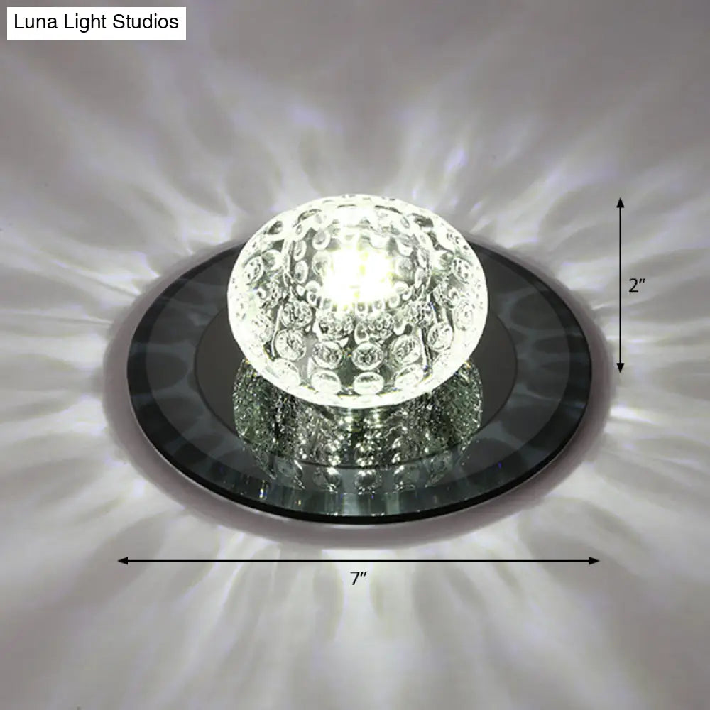 Led Crystal Corridor Ceiling Light - Modern Doughnut Flush Mount Design Black / White
