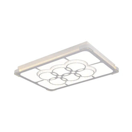 Led Crystal Flush Mount Lamp: Simple Rectangle Design | White 3 Color Light Remote Control Stepless