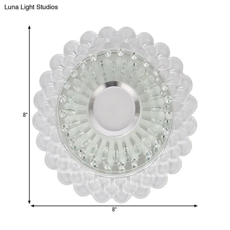 Led Crystal Flush Mount Light Fixture In Chrome For Corridor - Round/Square Design Warm/White/Multi