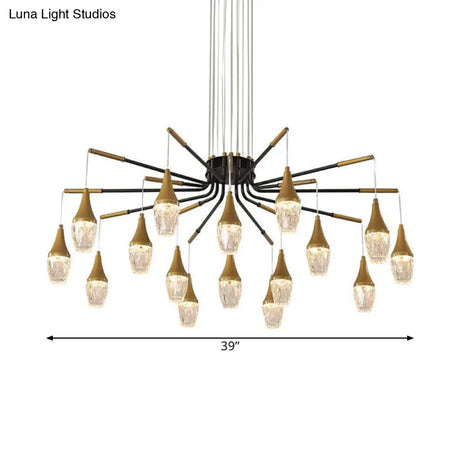 Led Crystal Raindrop Chandelier - Postmodern Burst Design Gold 7/13/16