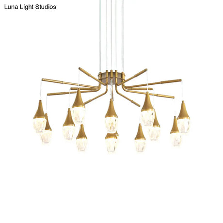 Led Crystal Raindrop Chandelier - Postmodern Burst Design Gold 7/13/16