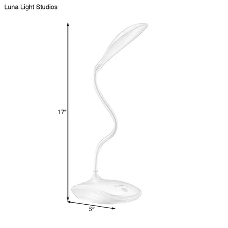 Led Desk Lamp With Touch-Sensitive 3-Level Dimmer Silicone Arm And Simple Design - Ideal For Study