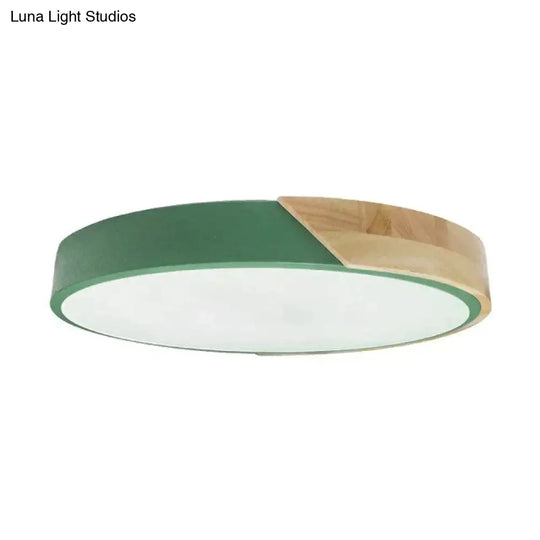 Led Discolor Ceiling Lamp Acrylic Wooden Round Multicolor 18W Surface Mounted Lighting Fixtures