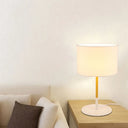 Led Drum Reading Light For Bedroom - Contemporary Fabric Task Lamp In White/Black White