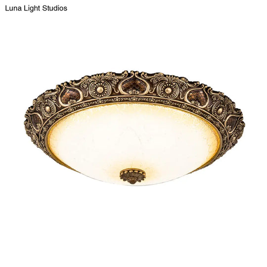 Led Farmhouse Flush Mount Light With Frosted Glass And Brown Finish - 3 Size Options Warm/White