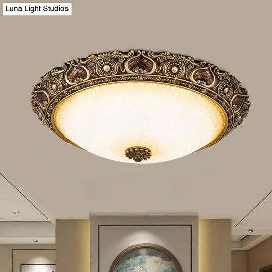Led Farmhouse Flush Mount Light With Frosted Glass And Brown Finish - 3 Size Options Warm/White