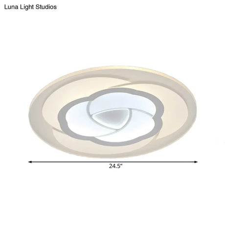 Led Flower Acrylic Flush Mount Bedroom Light With White Shade - 3 Sizes & Options