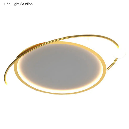 Led Flush Mount Ceiling Light - Contemporary Gold Ring Design Acrylic Close To Fixture