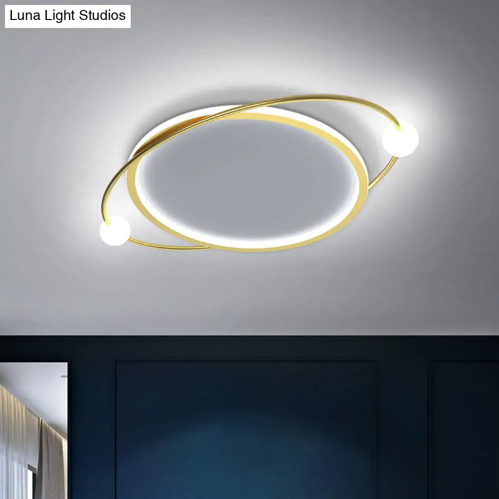 Led Flush Mount Ceiling Light - Contemporary Gold Ring Design Acrylic Close To Fixture