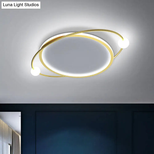 Led Flush Mount Ceiling Light - Contemporary Gold Ring Design Acrylic Close To Fixture