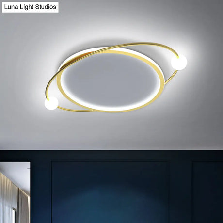 Led Flush Mount Ceiling Light - Contemporary Gold Ring Design Acrylic Close To Fixture